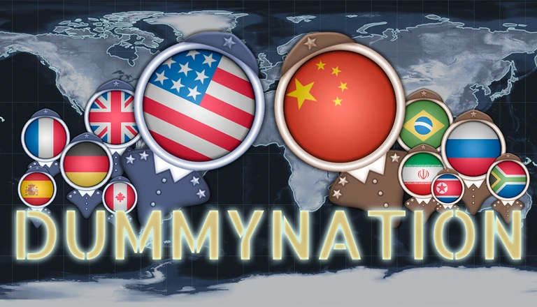 Dummynation: country flags over the world map